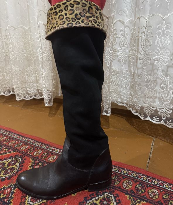 Сапоги замшевые, кожаные зимние