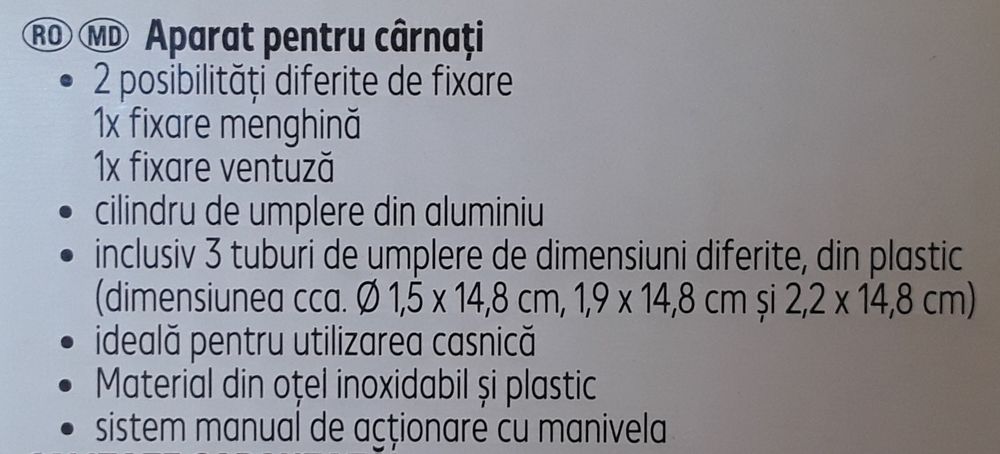 Aparat pentru umplut carnati orizontal INOX NOU - 95 Lei