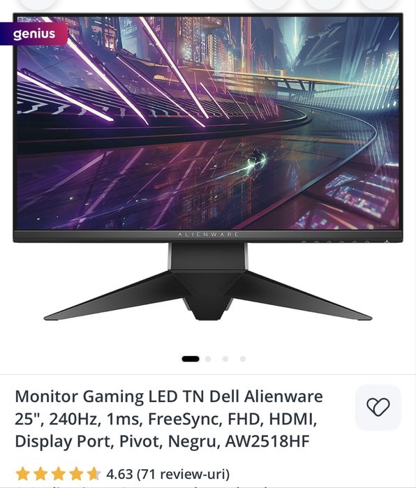 Monitor alienware 25”
