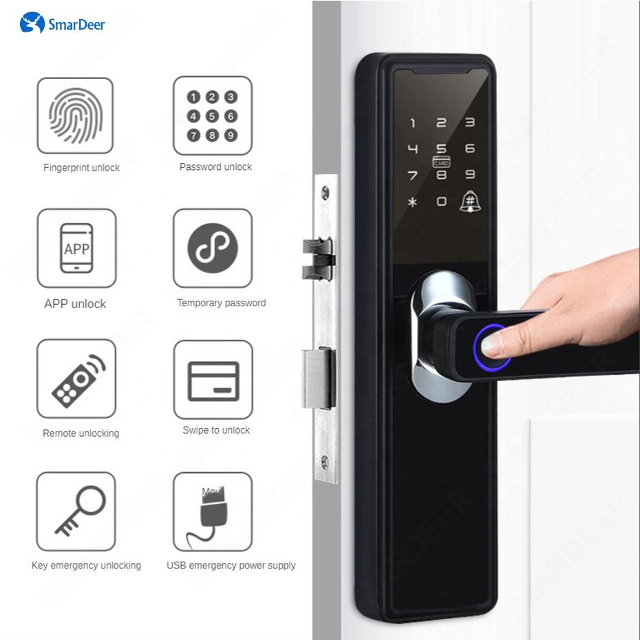 Умный замок автономный биометрический Tuya WiFi, Smart lock WiFi Tuya