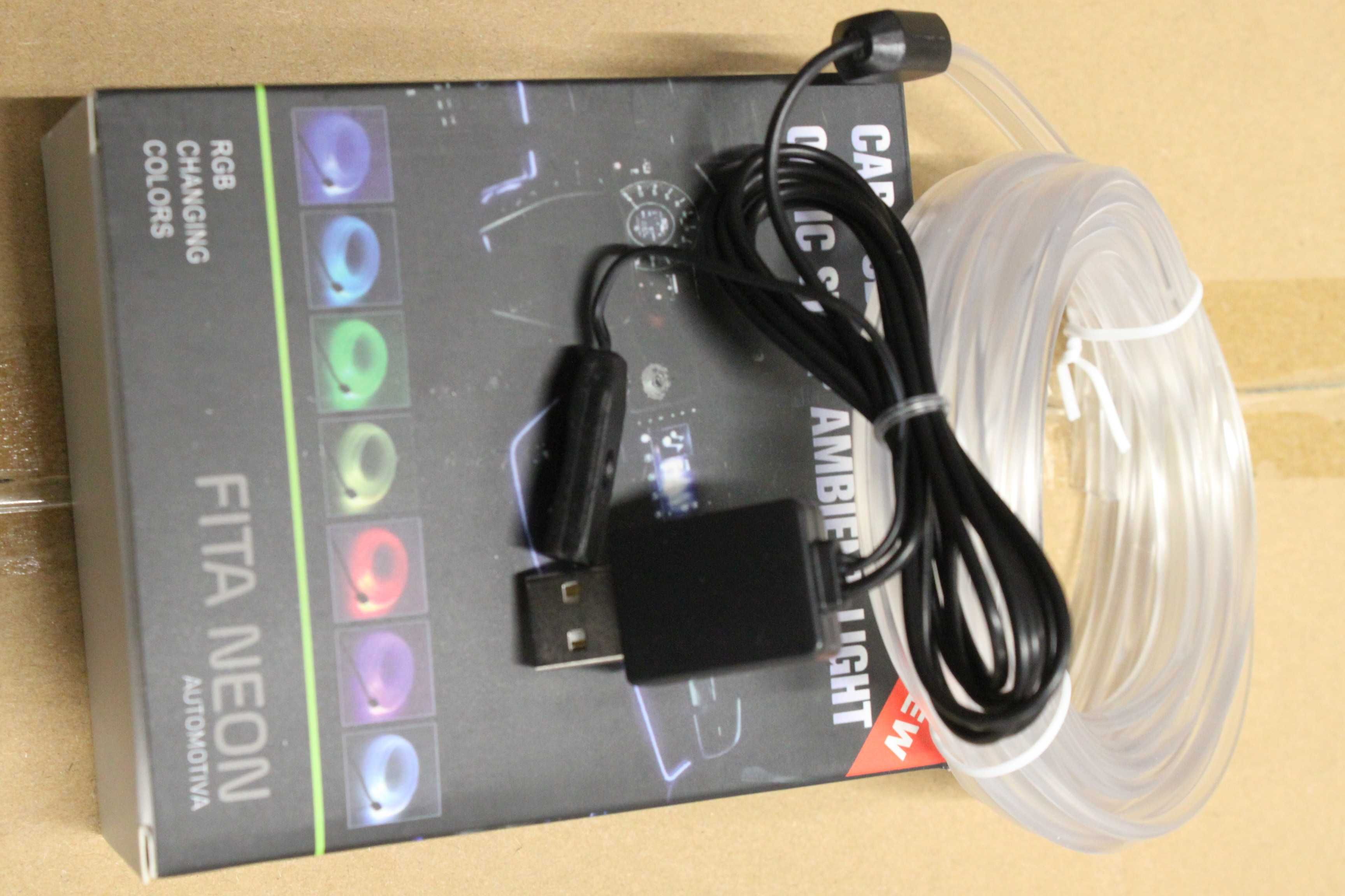 Fir RGB 3m lumina ambientala auto mufa USB 7 culori