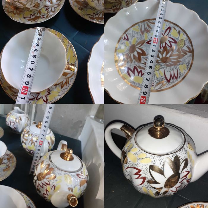 ЛФЗ - невероятен сервиз за чай руски порцелан много позлата