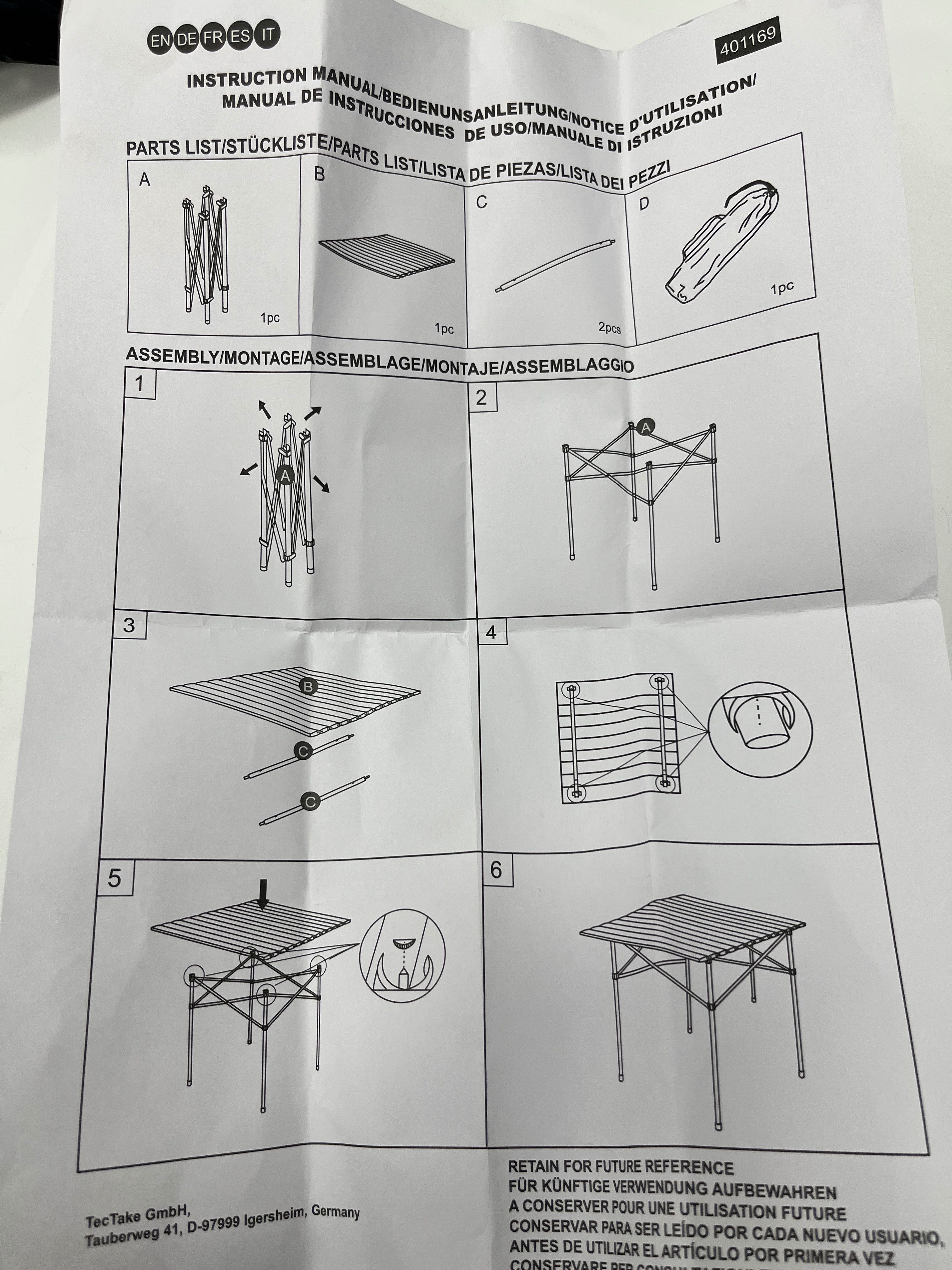 Сгъваема маса за къмпинг TECTACE
