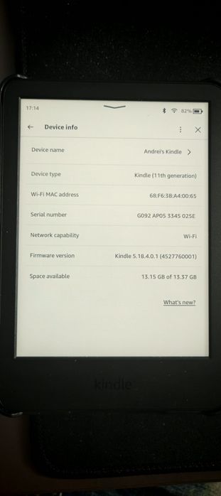 Amazon Kindle 2022 ebook reader, display 6", 300 ppi