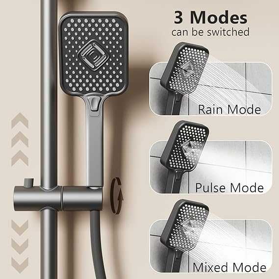 Coloană de duș WRMING  cu termostat duș tip ploaie cu baterie și  duș