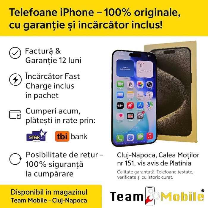iPhone 15 Pro Max Blue Titanium 512 GB Baterie 100%