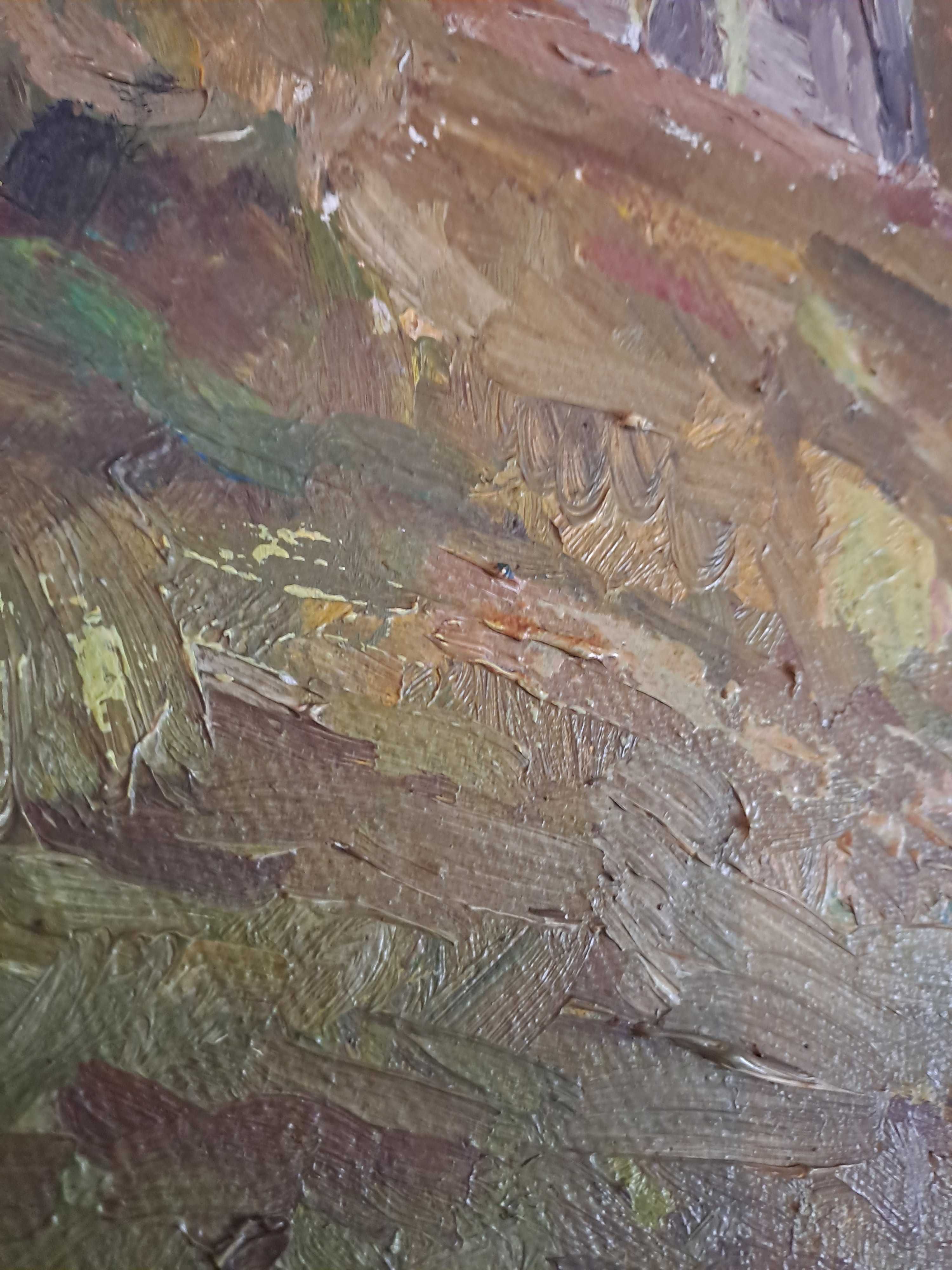 pictura pe panza romaneasca veche 85/50 cm