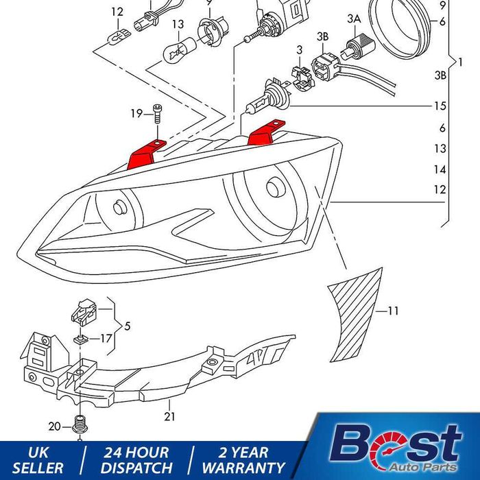 Ремонтен комплект щипки за фар VW Polo 6R1 6C1 поло фар фарове