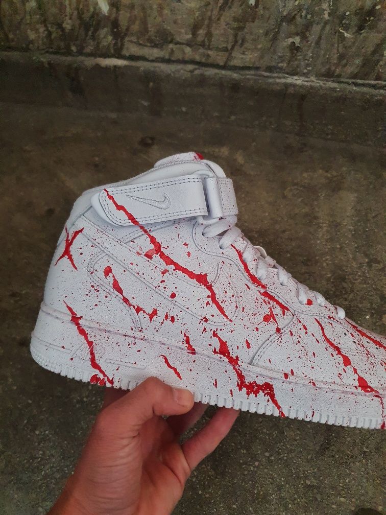 Adidasi nike air force 1 Mid Bloody custom(nu yeezy,jordan,adidas)