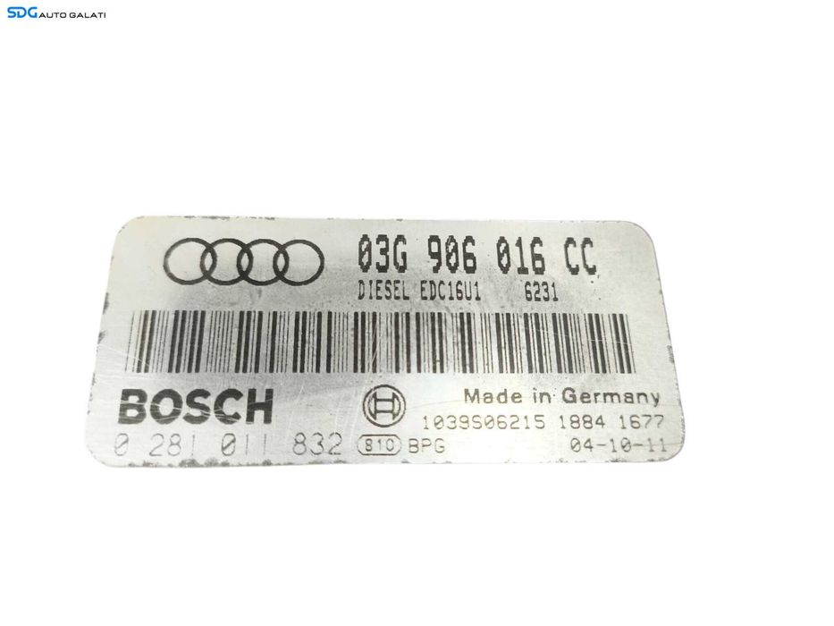 ECU Calculator Motor Audi A3 8P 1.9 TDI BKC 2004 - 2013 Cod 03G906016CC 0281011832 [LC2061]