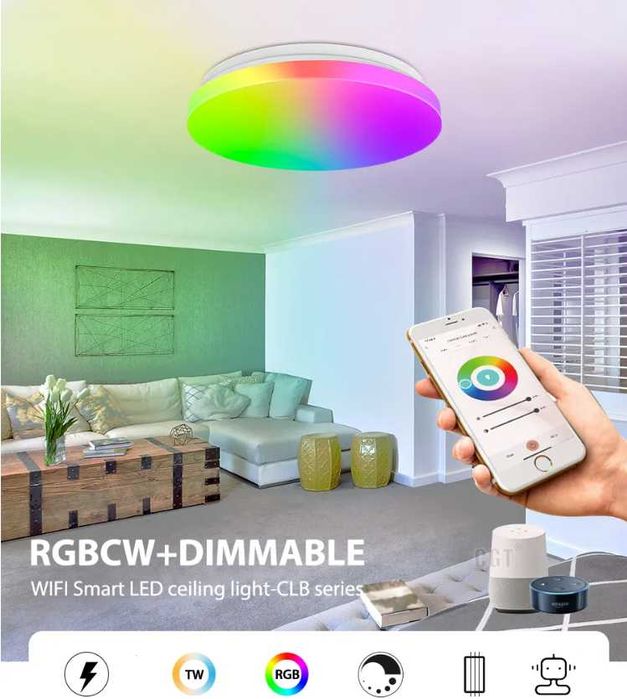 Dimmable Wifi Smart Voice Control Living Room Lamp 330mm Кръгла 24W