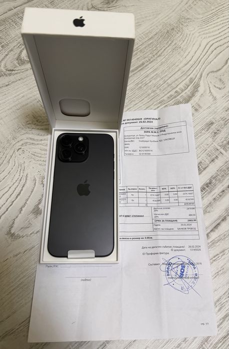 КАТО НОВ Iphone 15 Pro Max 256GB Black Гаранция ЗОРА ПОДАРЪЦИ
