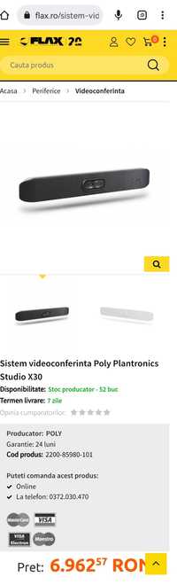 Sistem videoconferinta Poly Plantronics Studio X30, SIGILAT