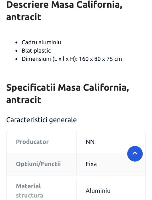 masa terasa cu 4 scaune California