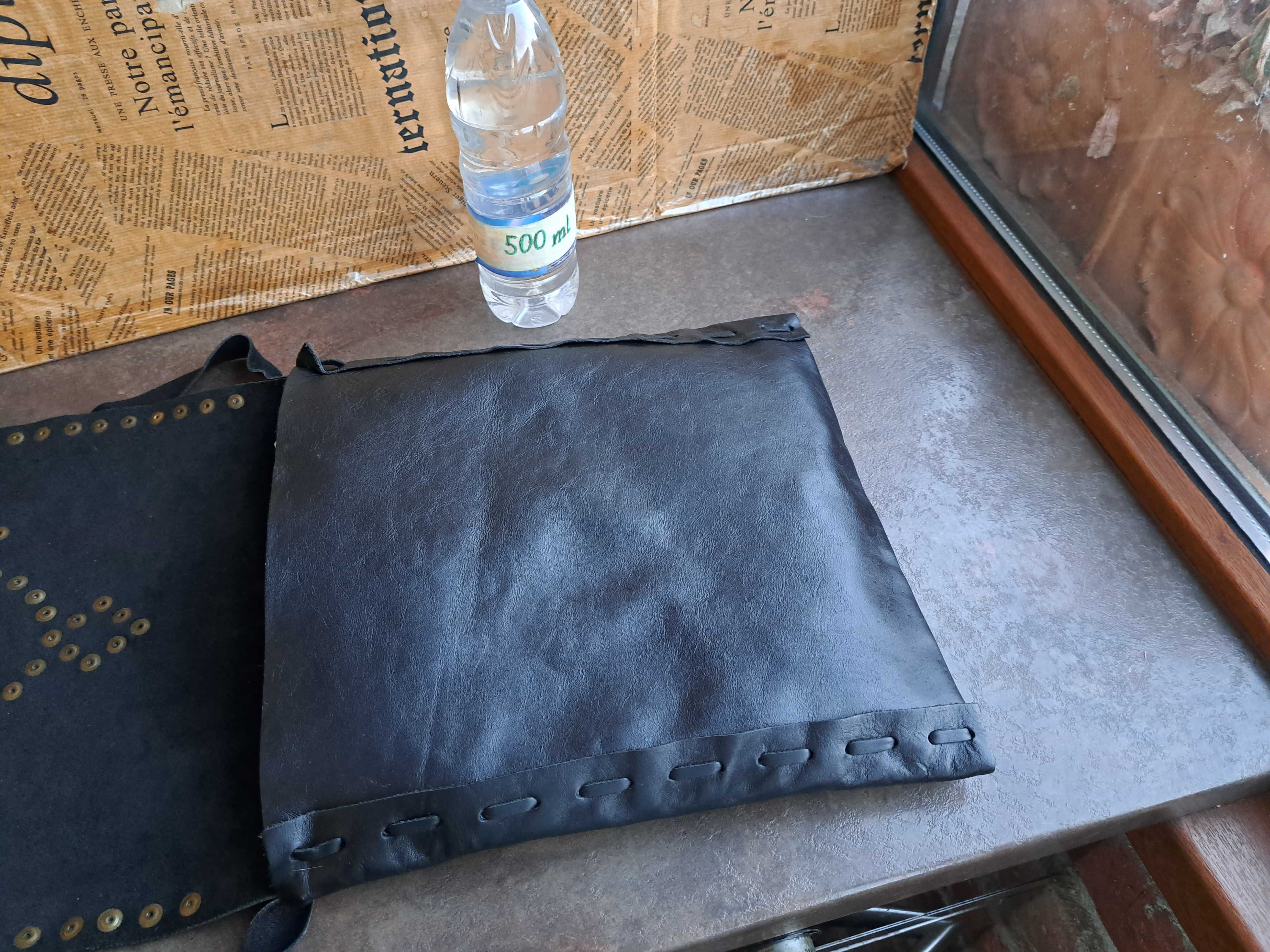 черна кожена чанта,торба-естествена кожа