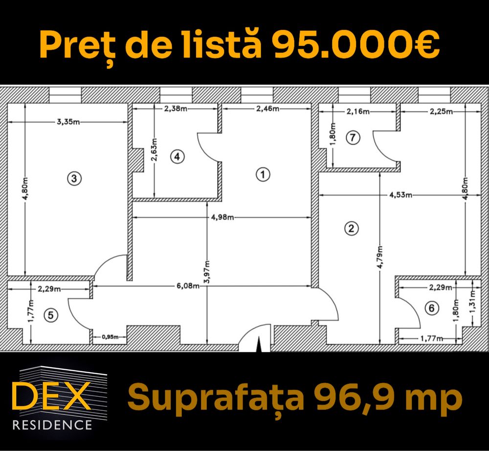 Apartament 3 camere NOU 97 mp Topoloveni