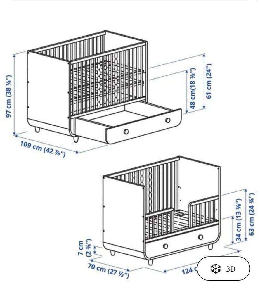 Pat bebe myllra ikea pat copil - stare impecabila, pret fix