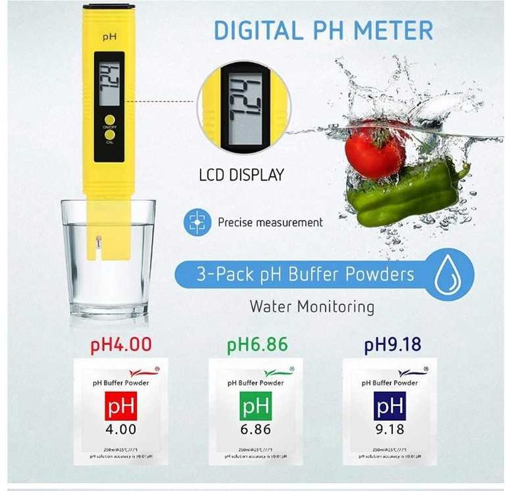 измерване качеството на водата  с  pH метър цифров тестер