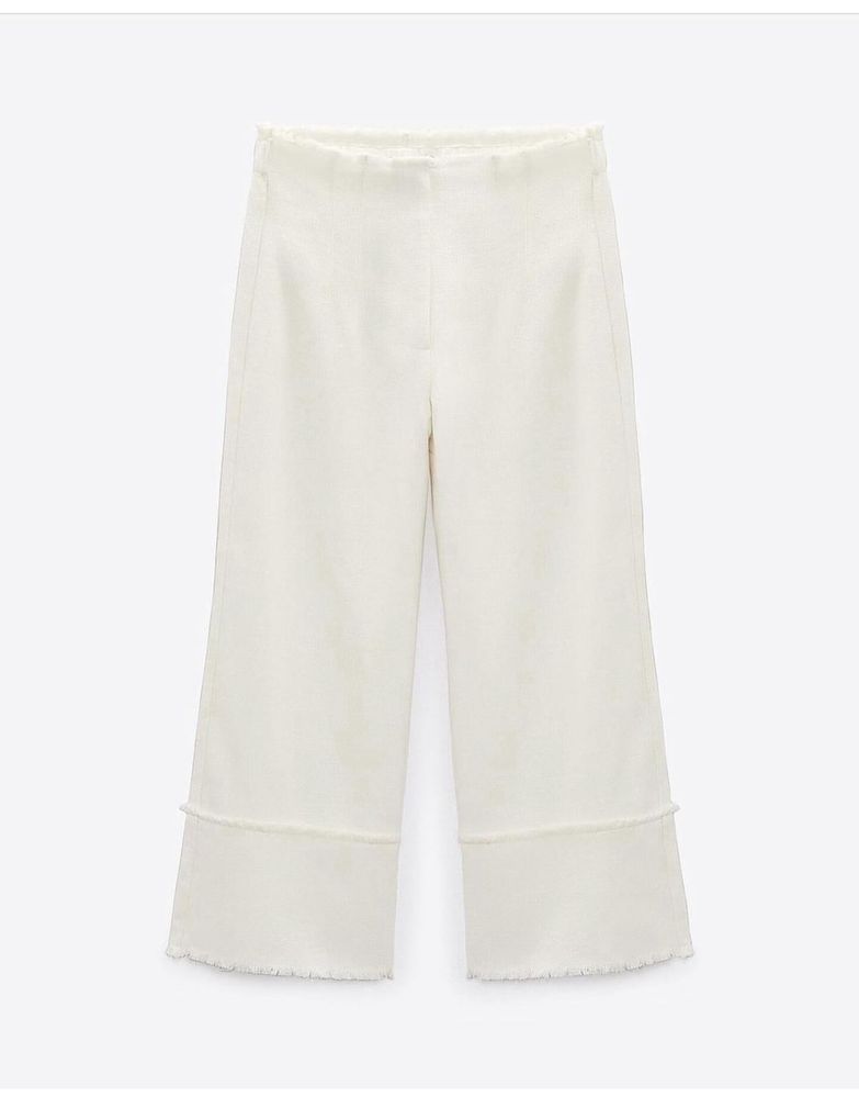 Fusta pantaloni albi cullotes tweed texturati marime S ML