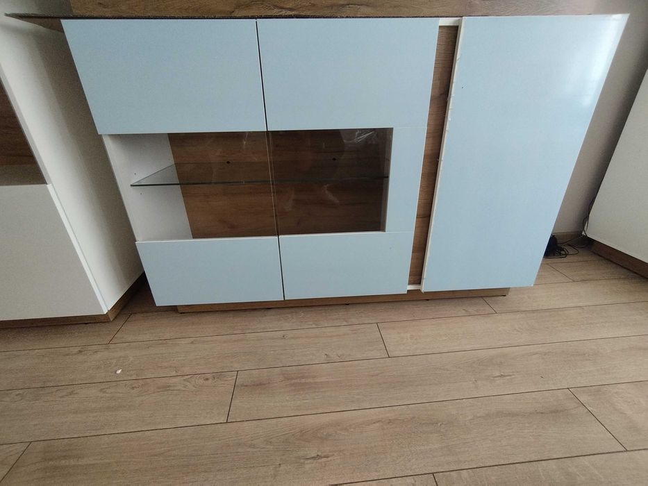 Шкаф Novbela 105 (Бял + Бял гланц + Grandson дъб)