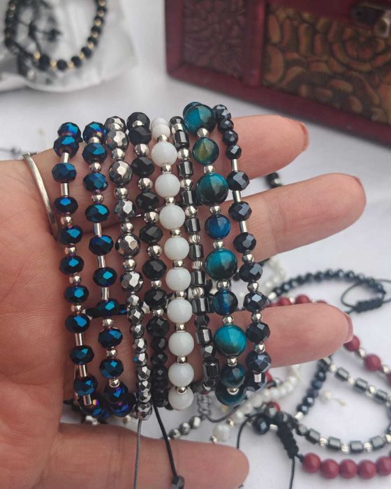 set de bratari dama din margele si argint.3 bucati 100 lei