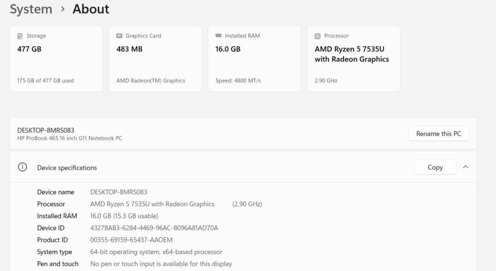 HP ProBook 465 16 inch G11