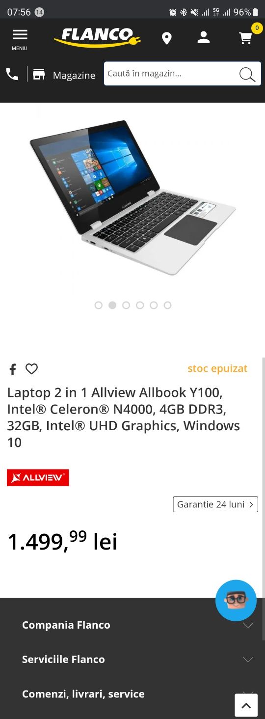 Laptop 2 in 1 Allview Allbook Y100, Touchscreen + Windows 10