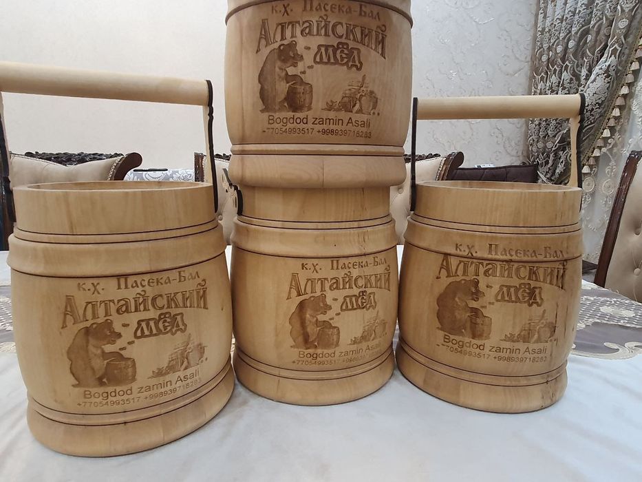 Asalli bochkalar 5kg altay tog'lari asali bilan