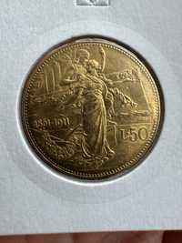 Златна Монета Италия 50 Лири 1911г. Виктор Емануил III
