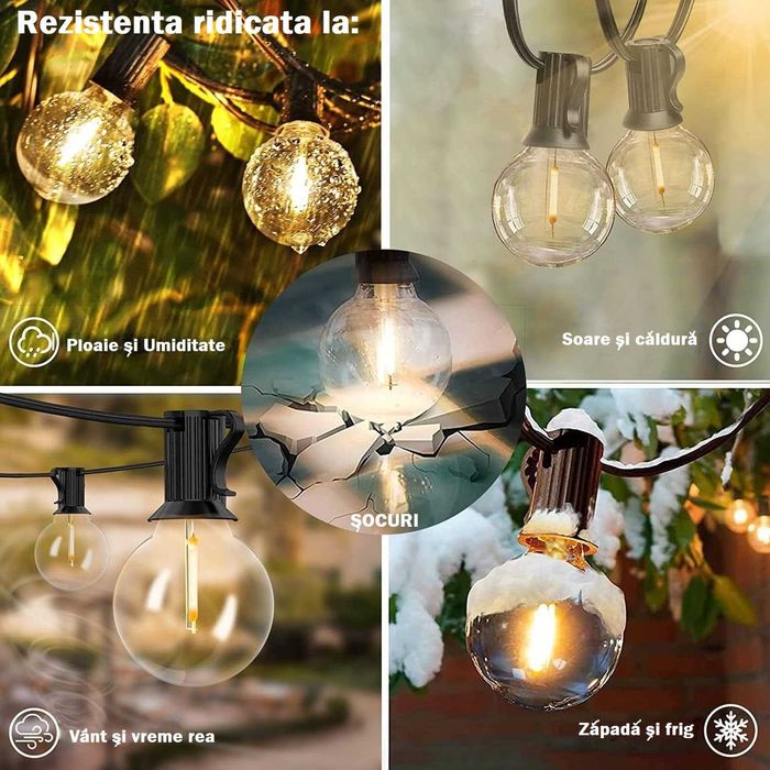 Ghirlanda Luminoasa Decorativa LED, 16.5m, 30+1 becuri LED G40 incluse
