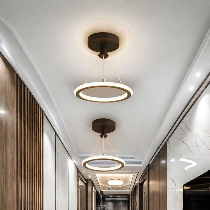 Модерен LED полилей с 1 пръстен, БЯЛ димируем осветител за таван