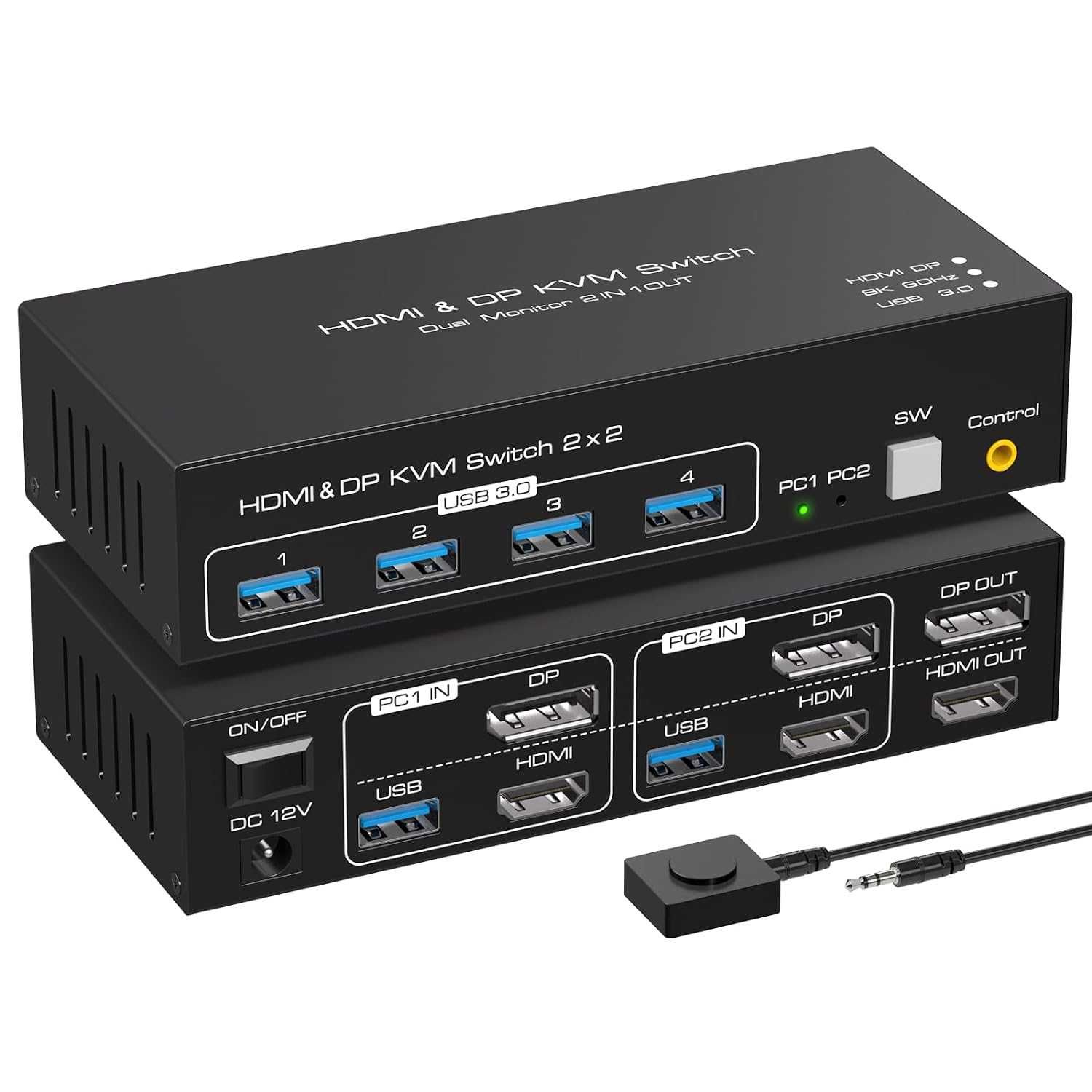 VPFET HDMI&DP KVM превключвател 2 монитора 2 компютъра 4K120HZ 8K60HZ