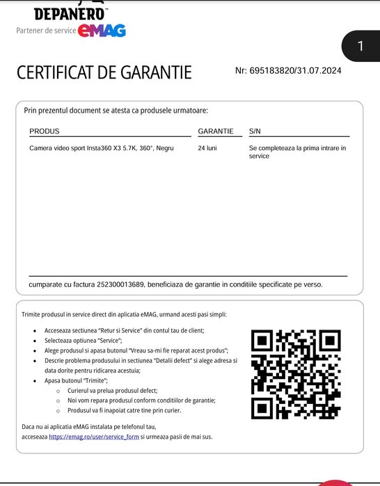 Insta 360x3+card128gb+selfiestick+brau