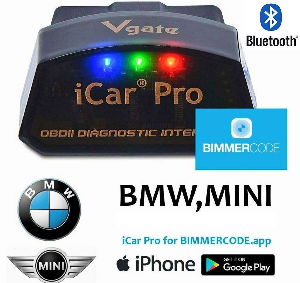Adaptor iCar Pro Bimmer Code + Cablu BMW Enet Pachet Promo Tester BMW