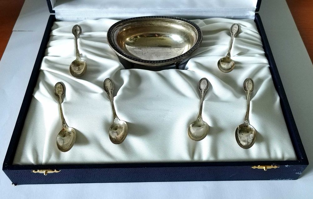 Set din argint icre, caviar