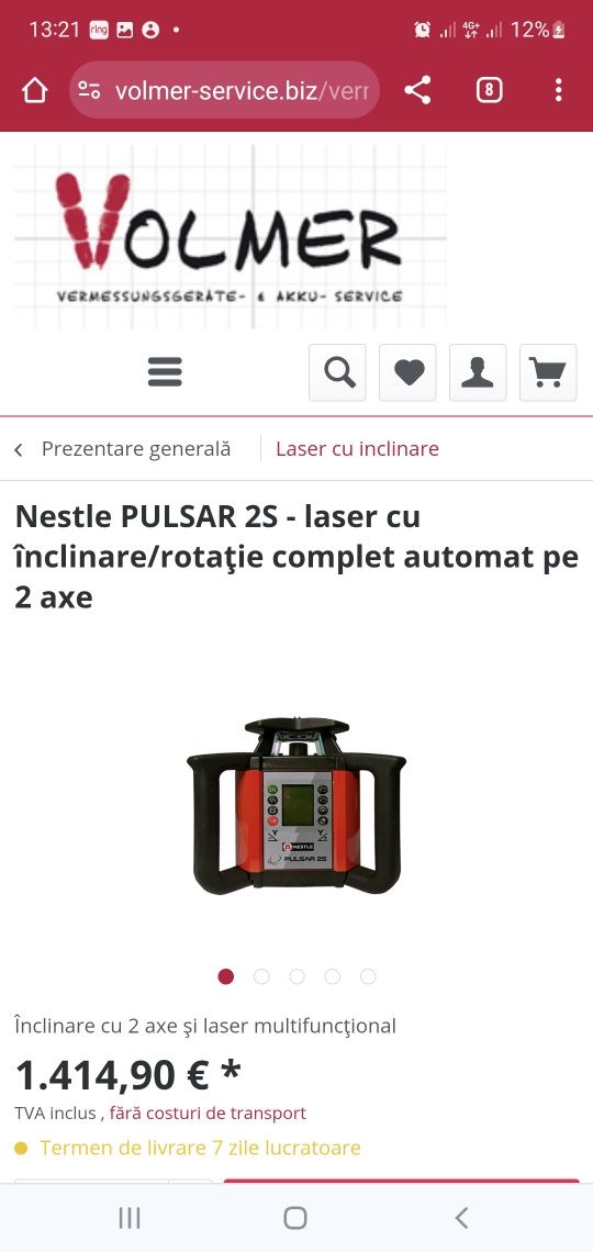 Nestle PULSAR 2S - laser cu înclinare/rotație complet automat  Trimble