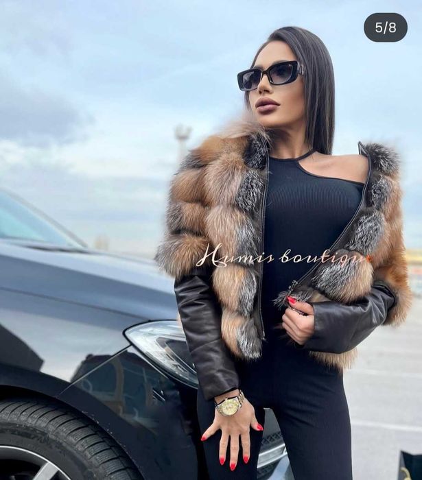 Палто с естествен косъм 3в1