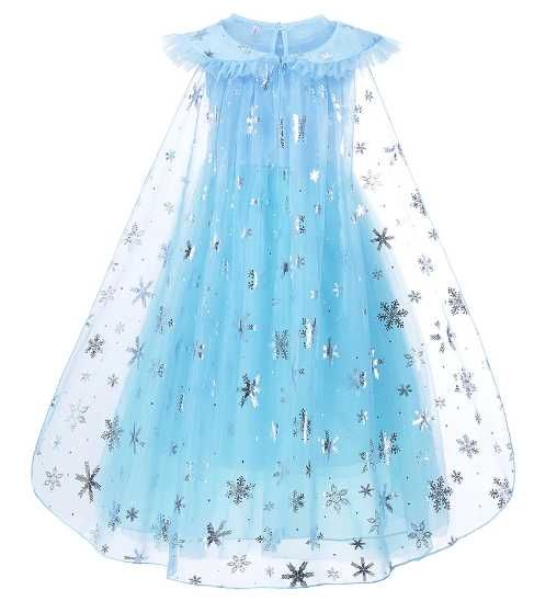 Rochita printesa Elsa cu trena si accesorii, marime 7-9 ani