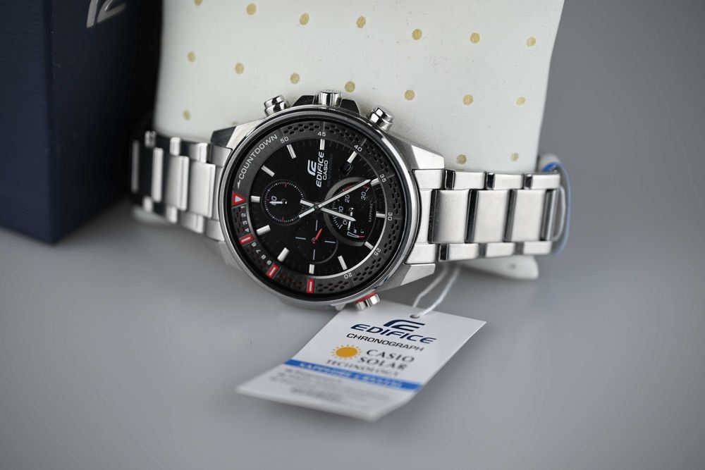 Ceas Casio Edifice SOLAR nou, cristal safir 100M waterproof