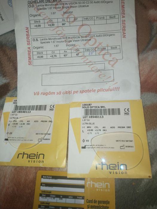 Lentile hipermetropie cu dioptrii +2.5 -4 ,+2.75 -5