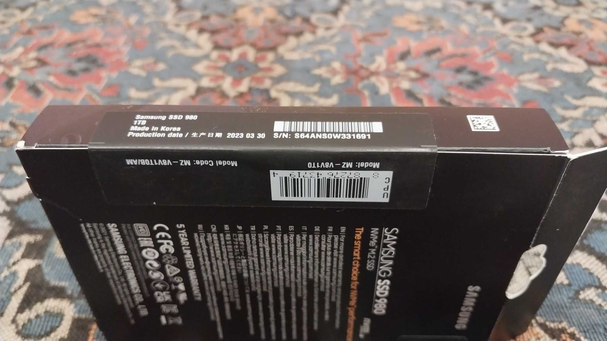 Новый SSD NVMe Samsung 980 1TB M2. Чтение до 3500, Запись до 3000 MBps