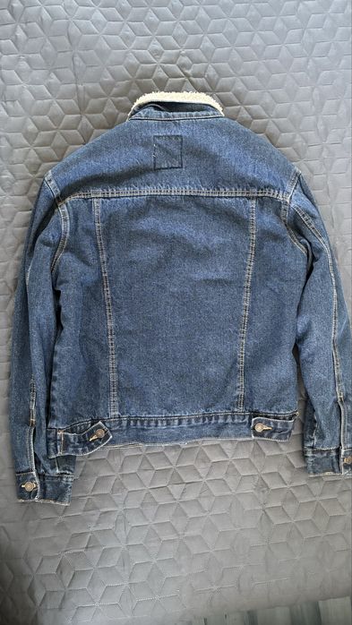 Дамско дънково яке с подплата от каракул