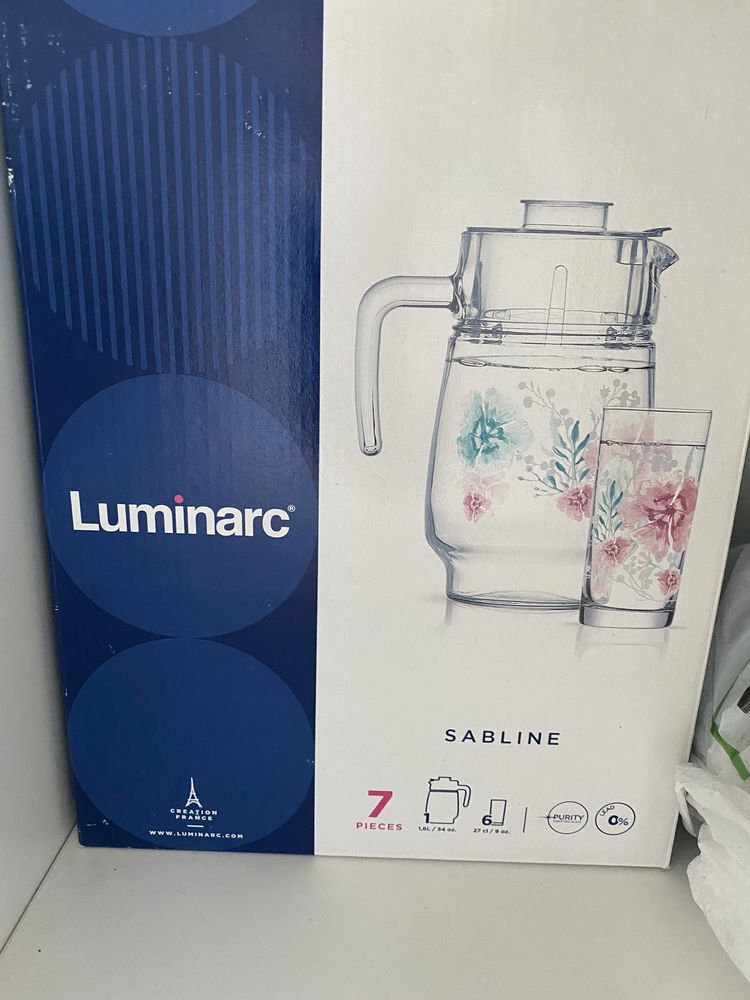 Luminarc кувшин и 6 стаканов