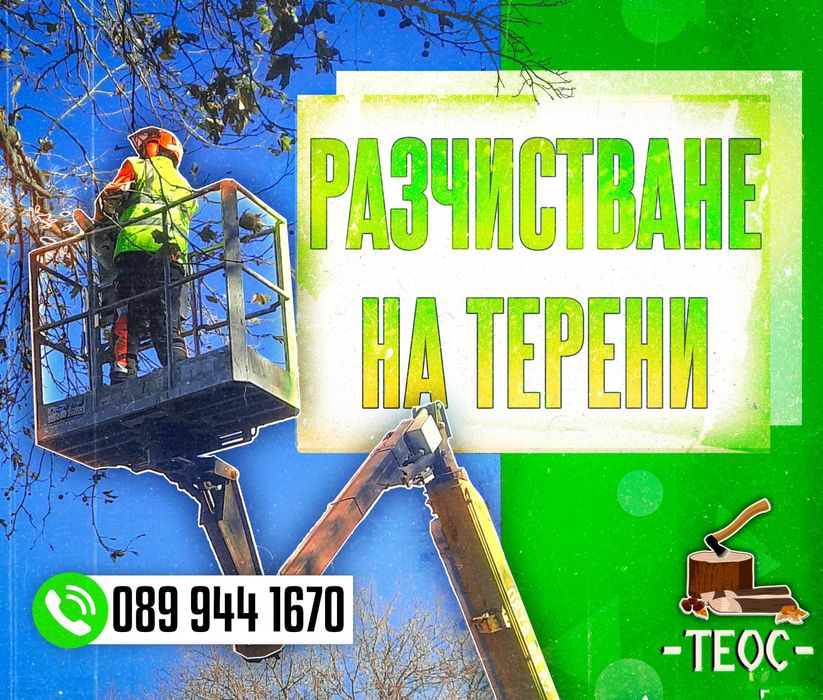 Рязане на опасни дървета с автовишка