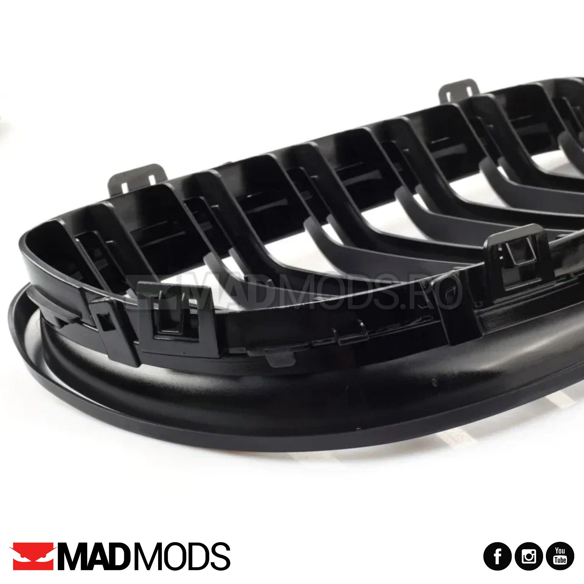 Set grile duble M BMW Seria 3 E90 / E91 LCI FL Facelift, Negru lucios