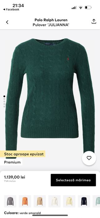 Pulover polo by Ralph Lauren, dama, verde,xs