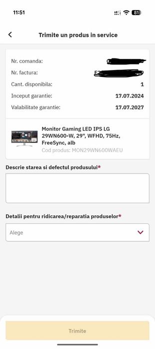 Vand monitor gaming LG LED IPS 29WN600-W, 29''WFHD 75Hz garantie 2027
