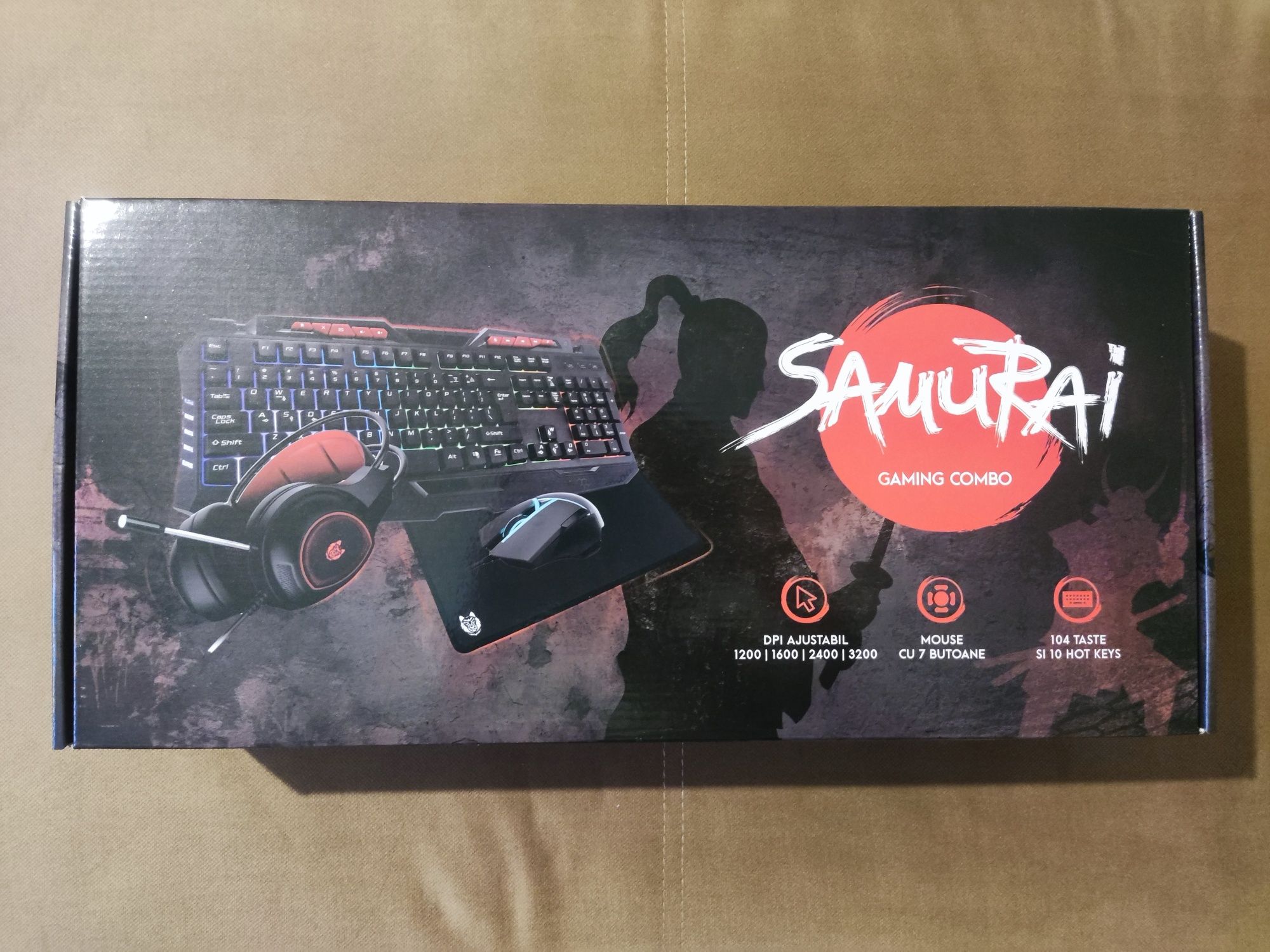 Kit Gaming A+ Samurai sigilat ( mouse tastatura casti mousepad )