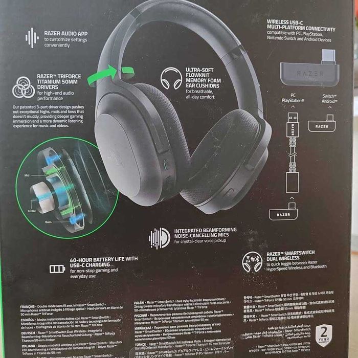 Нови Безжични Слушалки Razer Barracuda 40ч батерия /за PC и телефон/