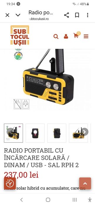 Radio, mp3, bt, stick, card, încărcare manuală, solară și usb.c